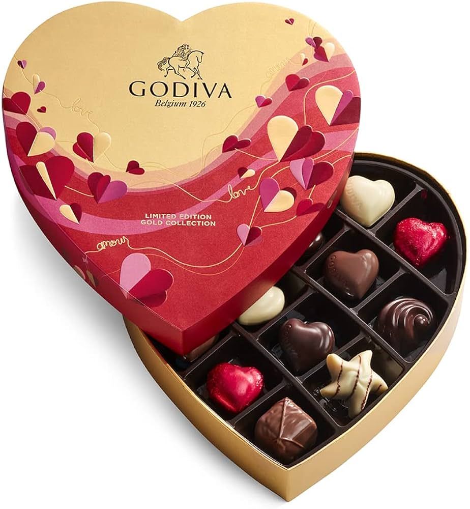 Godiva Chocolatier Valentine’s Day Heart Chocolate Gift Box - 14 Piece Assorted Milk, White and... | Amazon (US)