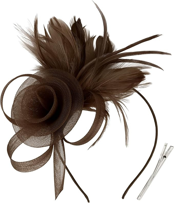 AMCAMI Fascinators Hats with Feather for Women 2026 Derby Hats Small Tea Party Hat with Headband | Amazon (US)