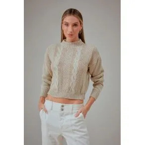 Pull Over Tricot Trança Gola - Areia Clean AREIA CLEAN | OffPremium (BR)