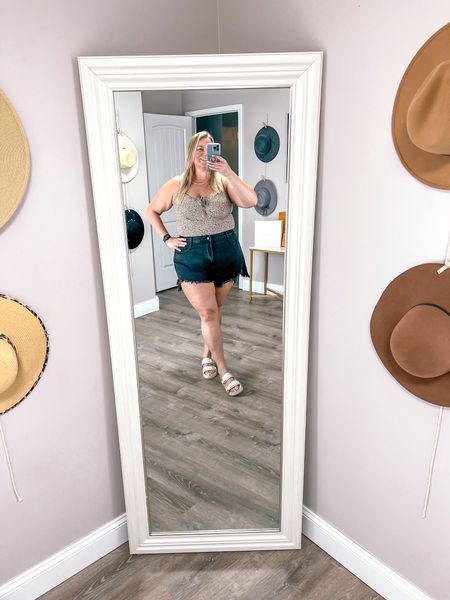Black Jean shorts with a cute tank styles with comfortable slide on sandals. 

Plus size outfit 
Plus size shorts
Plus size summer outfit 
Summer style 
Jean shorts 
Short shorts 
Sandals 
Spring shoes
Summer shoes 
Plus size outfit ideas 

#LTKPlusSize #LTKStyleTip #LTKOver40