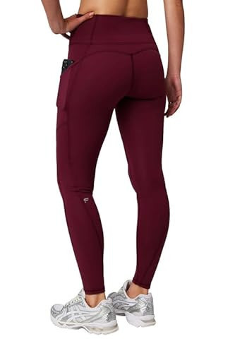 Fabletics Women's Oasis PureLuxe High-Waisted Legging, Light Compression, Buttery Soft, M/Regular | 27, Merlot | Amazon (US)