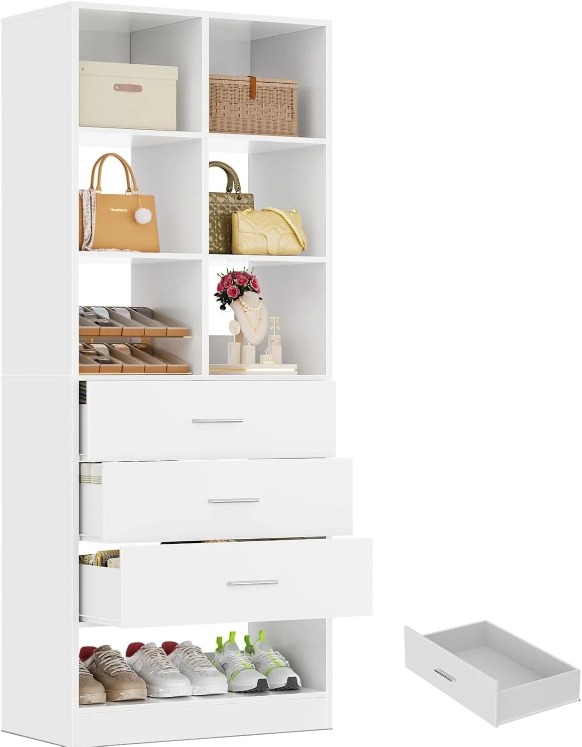 Homieasy 23.6" Freestanding Closet System with 3 Drawers, 6 Cube Storage & Shoe Rack, Modular Clo... | Walmart (US)