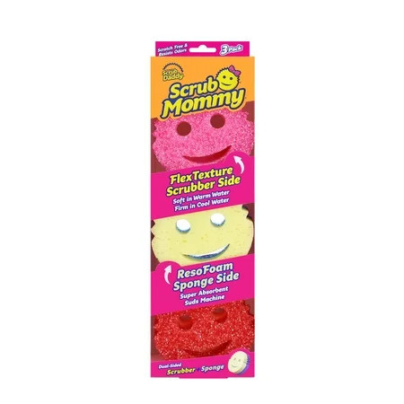 Scrub Daddy Scrub Mommy Dual-Sided Scrubber and Sponge - Scratch Free & Resists Odors - Pink 3 Count | Walmart (US)