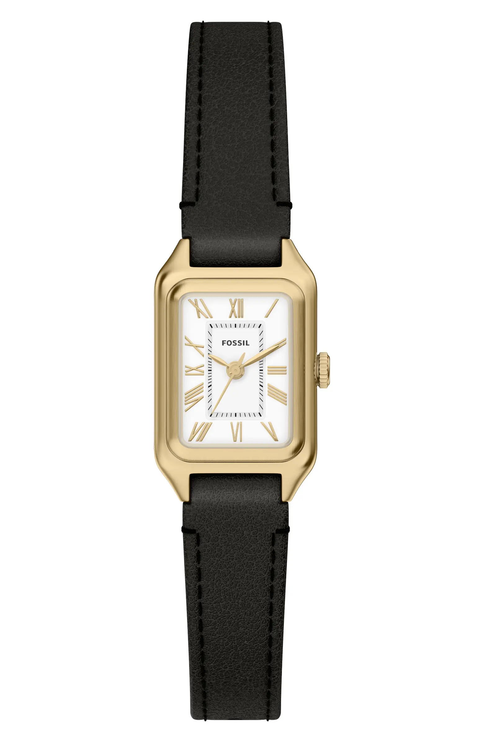 Mini Raquel Tank Leather Strap Watch, 18mm x 29mm | Nordstrom