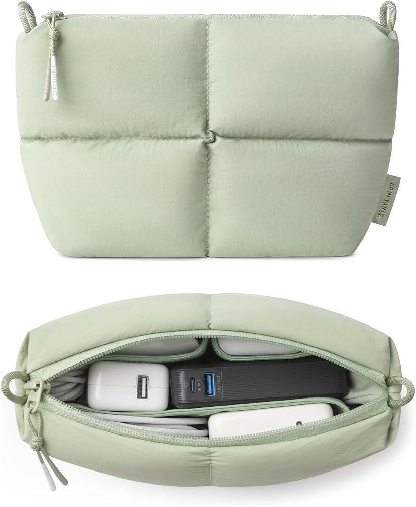 Comfyable Puffy Electronics Organizer Travel Case, Cute Tech Pouch for Women Men, Cable Storage B... | Amazon (US)