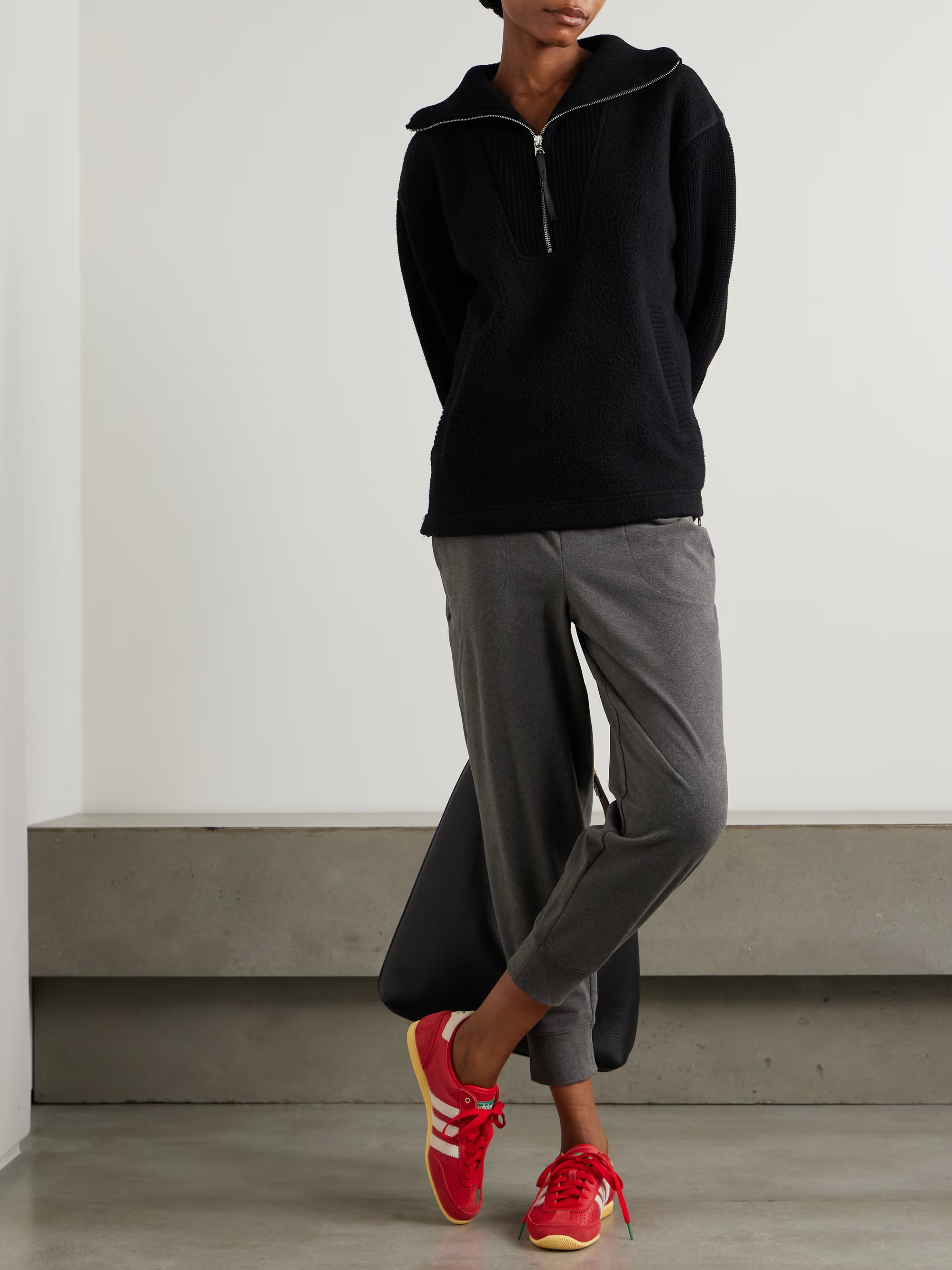 Theresa ribbed-knit and fleece half-zip sweatshirt | NET-A-PORTER (US)