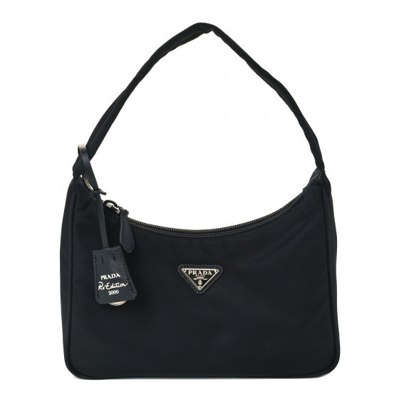 PRADA Tessuto Nylon Mini Re-Edition 2000 Bag Black | FASHIONPHILE (US)