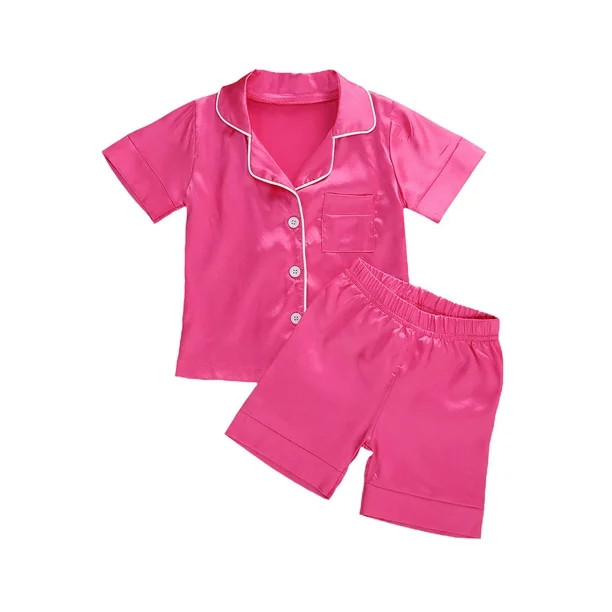 Toddler Baby Kids Girls Pajamas Set Long/Short Sleeve Button-Down Sleepwear PJs Outfits 1-7T | Walmart (US)
