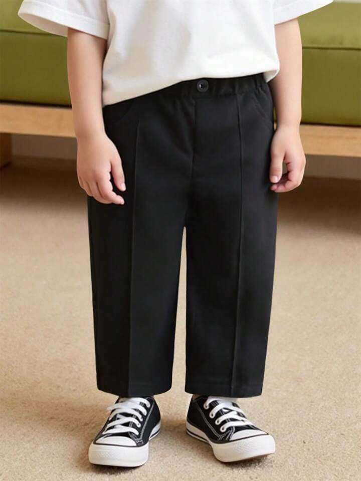 Toddler Boys' Casual Solid Color Woven Loose Waistband Elastic Waist Pants, Suitable For Outdoor Wear, Spring/Summer/Autumn Boys Pants Pants Kids Kids Pants | SHEIN