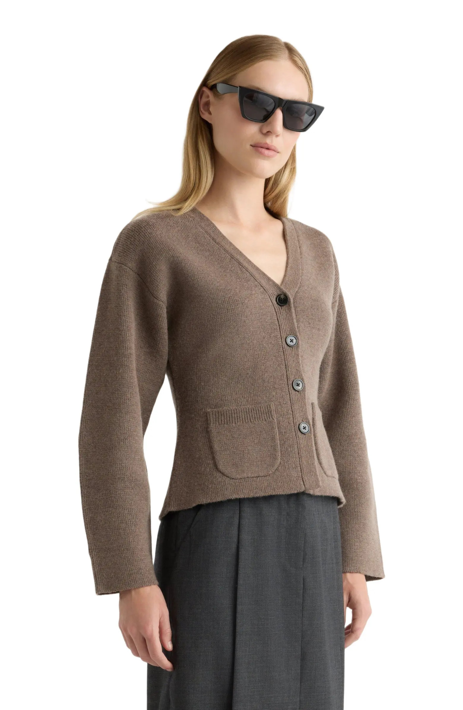 Modern Citizen Elinor Organic Cotton Wool V-Neck Cardigan | Nordstrom | Nordstrom