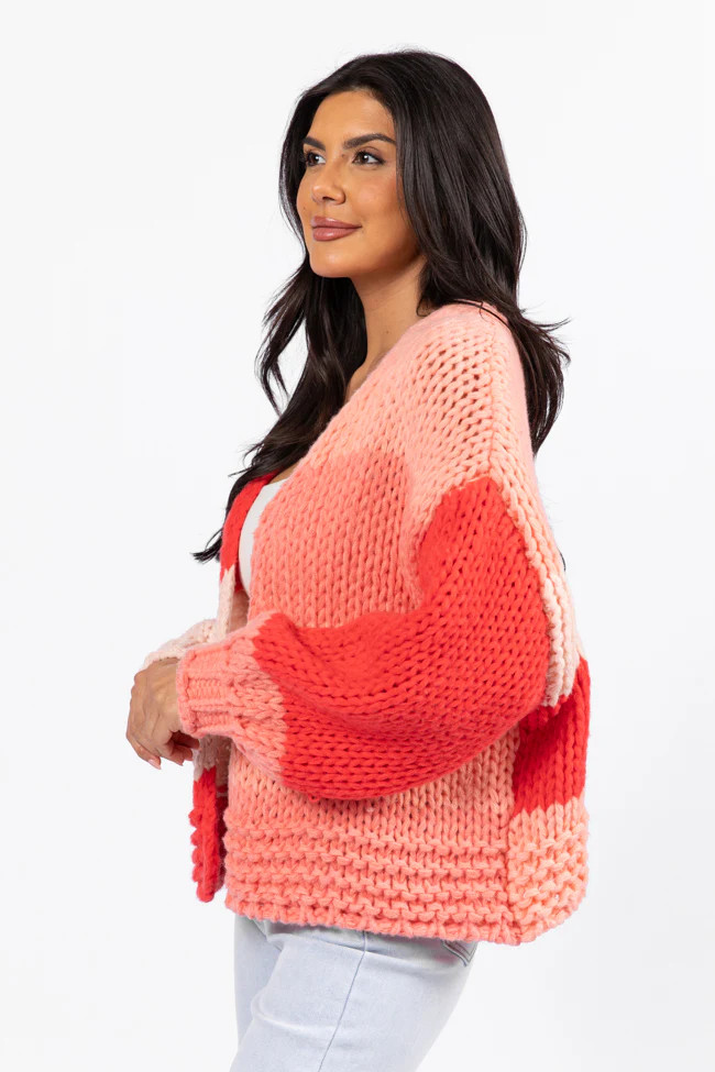 Forever Crush Pink Multi Color Block Cardigan | Pink Lily
