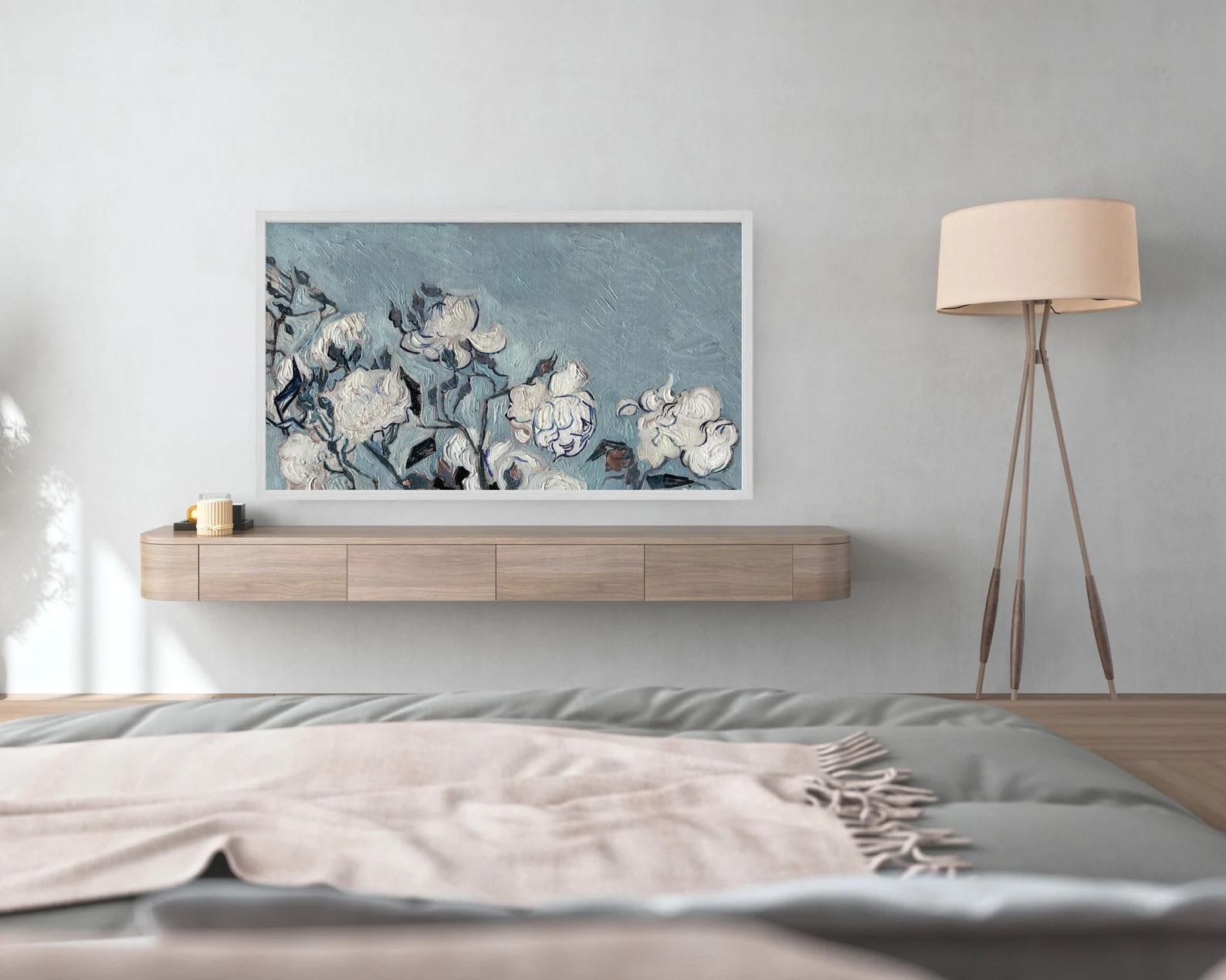 Spring FRAME TV Art Floral Oil Painting, Samsung Frame Tv Art Blue White Flowers Textured, Vibran... | Etsy (US)