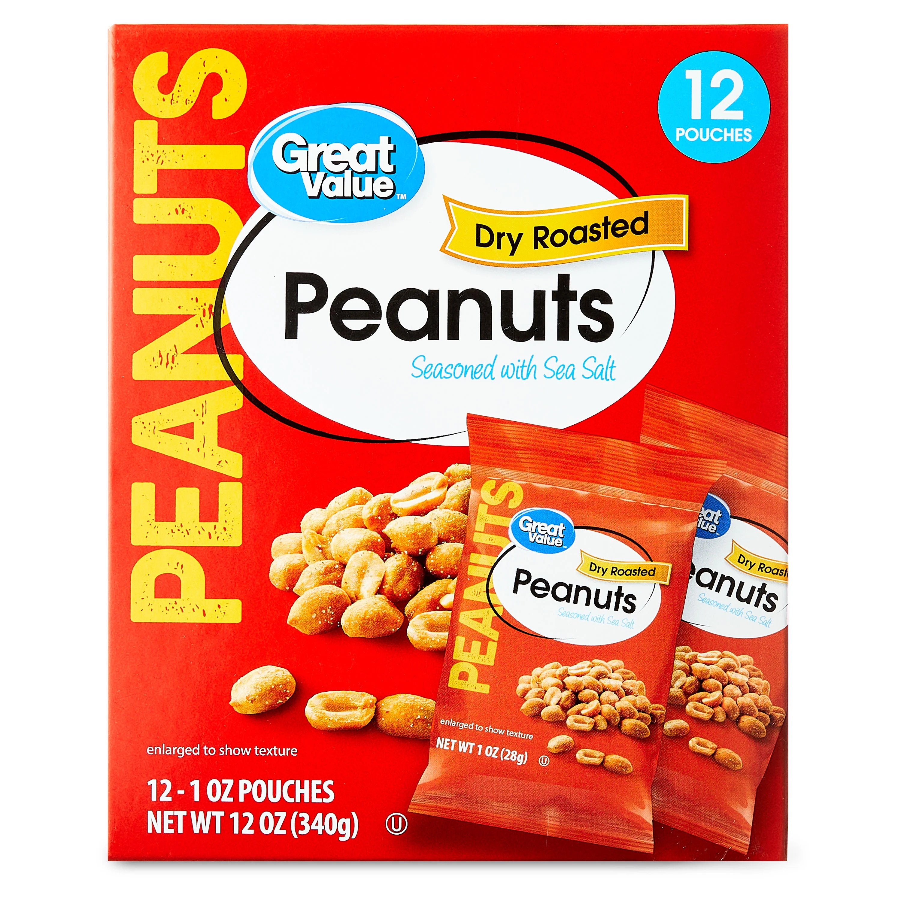 Great Value Dry Roasted Peanuts Seasoned with Sea Salt, 1 oz, 12 Count | Walmart (US)