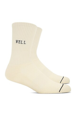 WellBeing + BeingWell Well Embroidered Tube Sock in Ivory. | Revolve Clothing (Global)