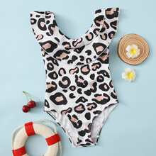 Toddler Girls Leopard Ruffle One Piece Swimsuit | SHEIN