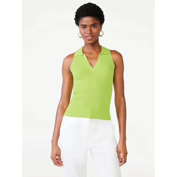 Scoop Women's Ribbed Sleeveless Polo Shirt - Walmart.com | Walmart (US)