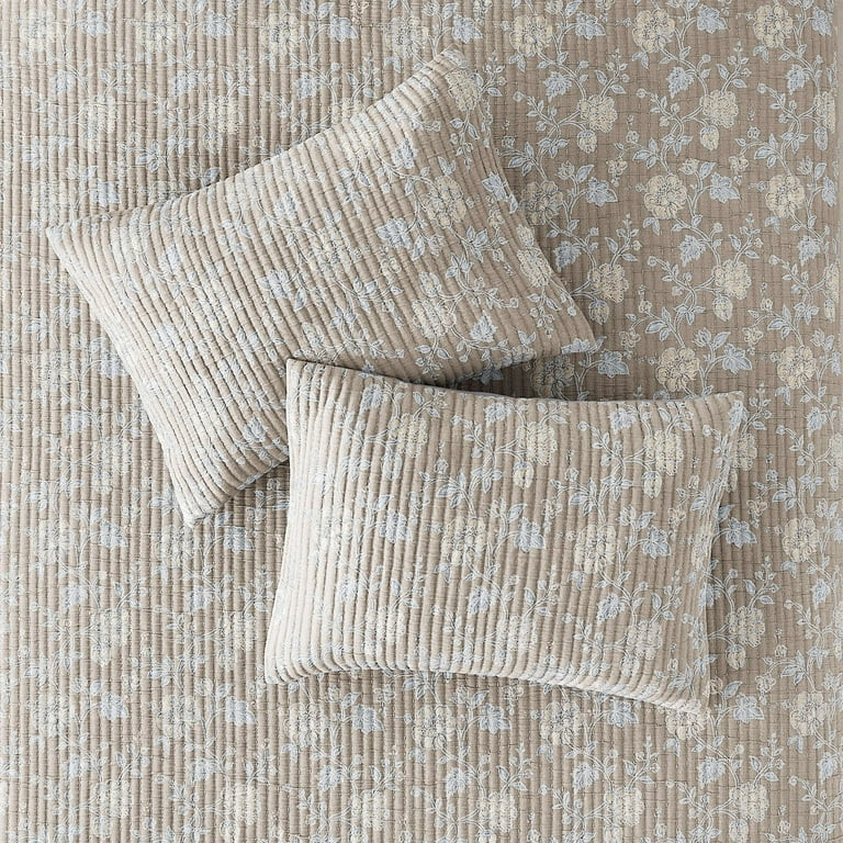Mainstays 100% Cotton Matelassé Quilt, Full/Queen, Reversible , Beige Floral | Walmart (US)