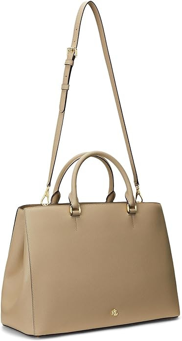 Lauren Ralph Lauren Crosshatch Leather Large Hanna Satchel | Amazon (US)