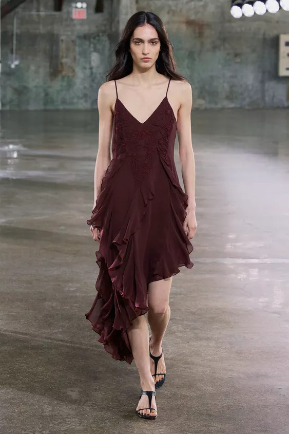 ZW COLLECTION EMBROIDERED ASYMMETRIC DRESS | Zara US