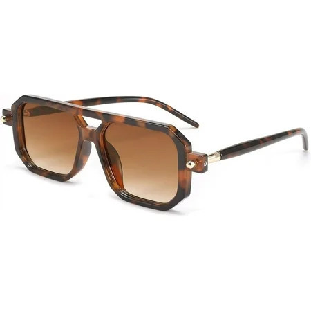 FEISEDY Vintage Square 70s Flat Aviator Sunglasses Women Men Classic Retro Stylish Frame UV400 Sunglasses B2622 | Walmart (US)