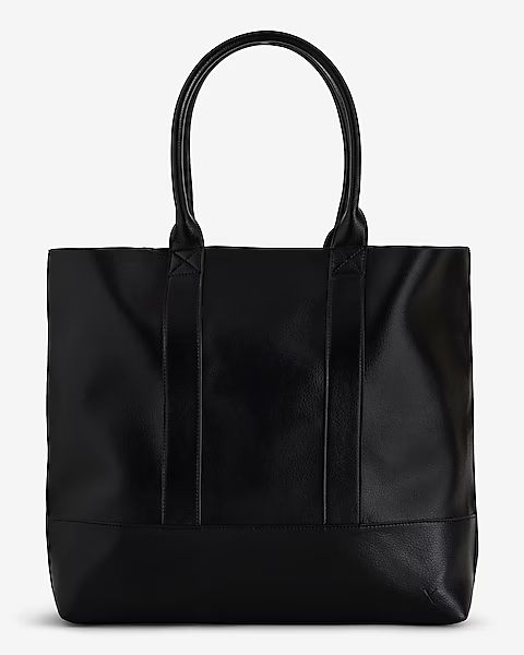 Black Faux Leather Tote Bag | Express