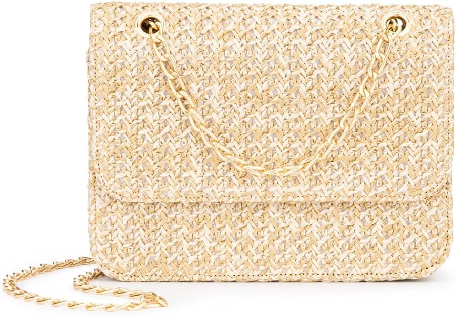 Olivia Miller Women's Fashion Theodore Natural Straw, Small Crossbody Bag w Convertible Strap, Ev... | Amazon (US)