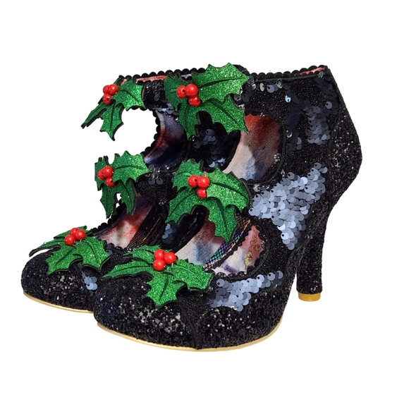 IRREGULAR CHOICE HOLLY JOLLY HOLIDAY CHRISTMAS SEQUIN GLITTER SPARKLY HEELS 38 7 | Poshmark