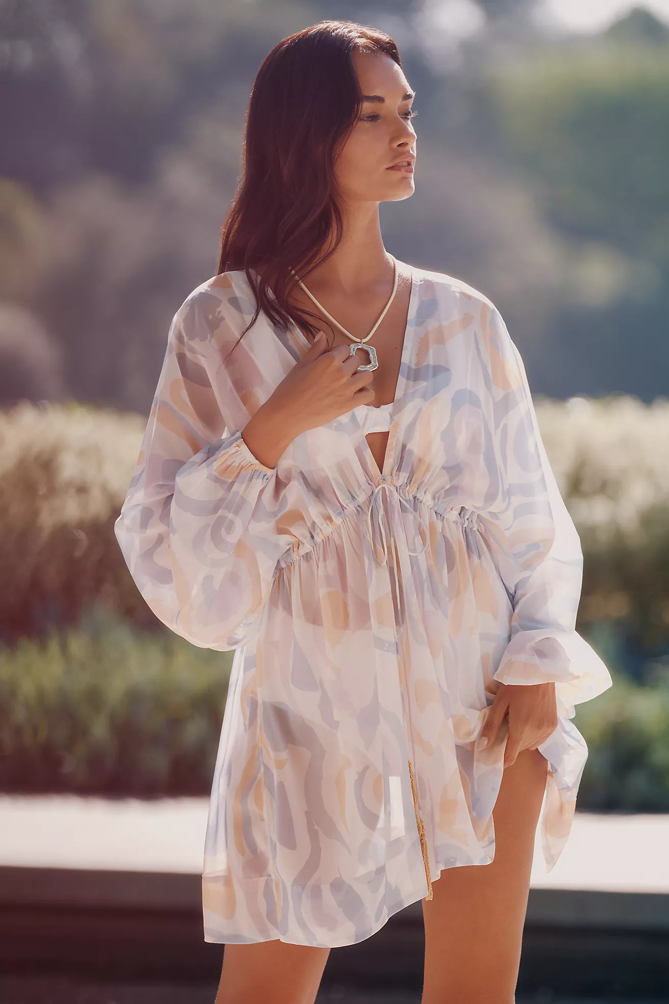 Celandine Printed Drawstring Getaway Kaftan | Anthropologie (US)