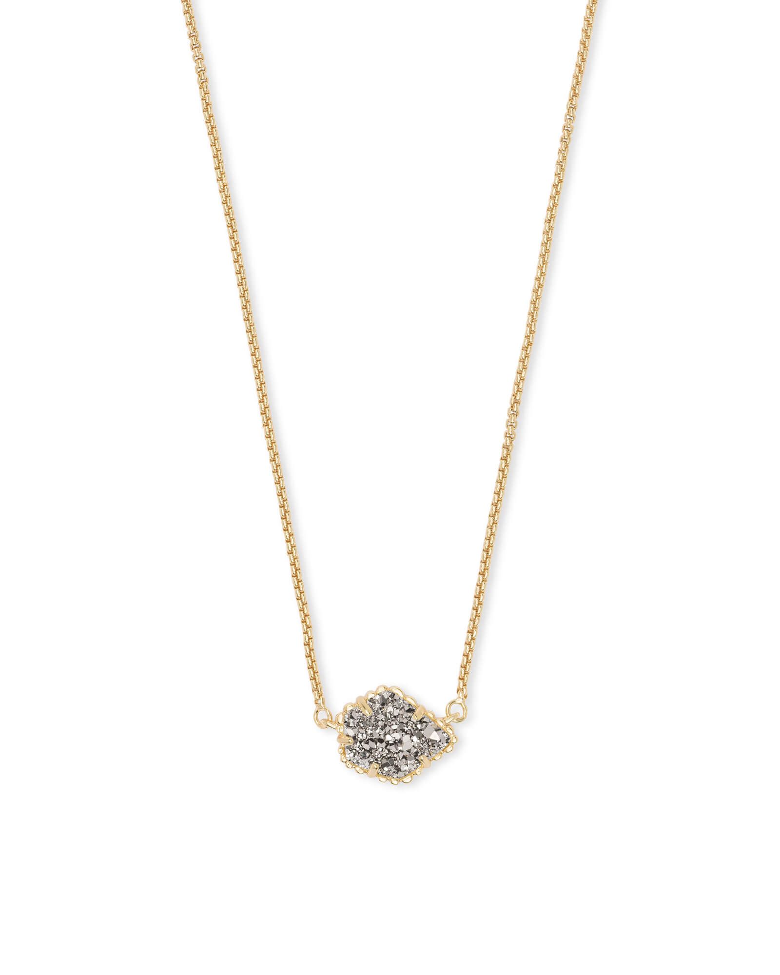 Tess Gold Pendant Necklace in Platinum Drusy | Kendra Scott