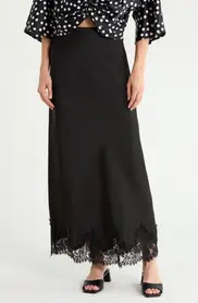 Mila Mae Handkerchief Hem Plaid Midi Skirt with Lace Trim (Women) | Nordstromrack | Nordstrom Rack