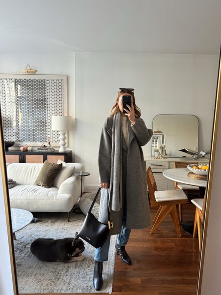 Grey oversized coat outfit 