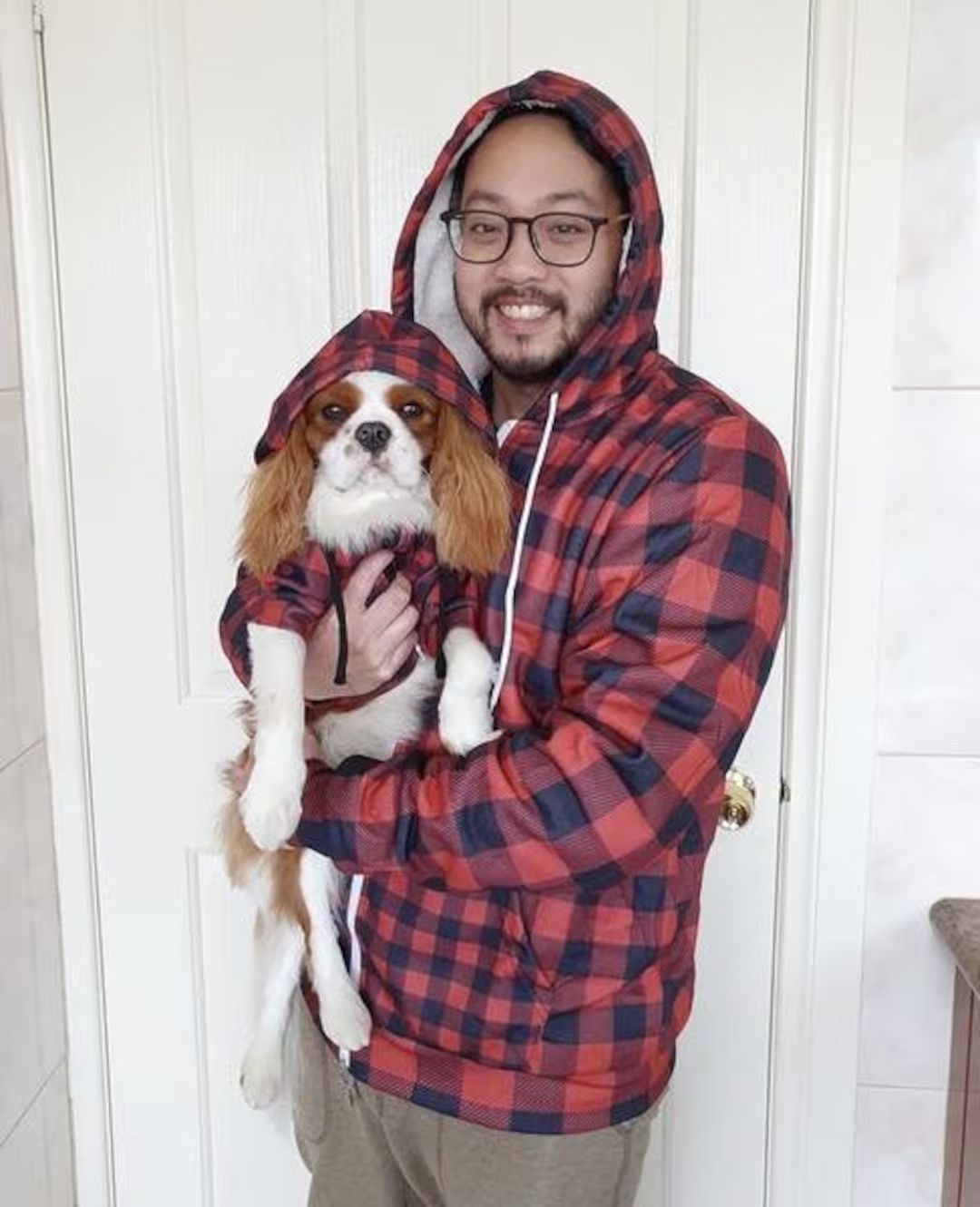 Matching Dog and Owner Zip up Hoodie Red Flanno - Etsy | Etsy (US)