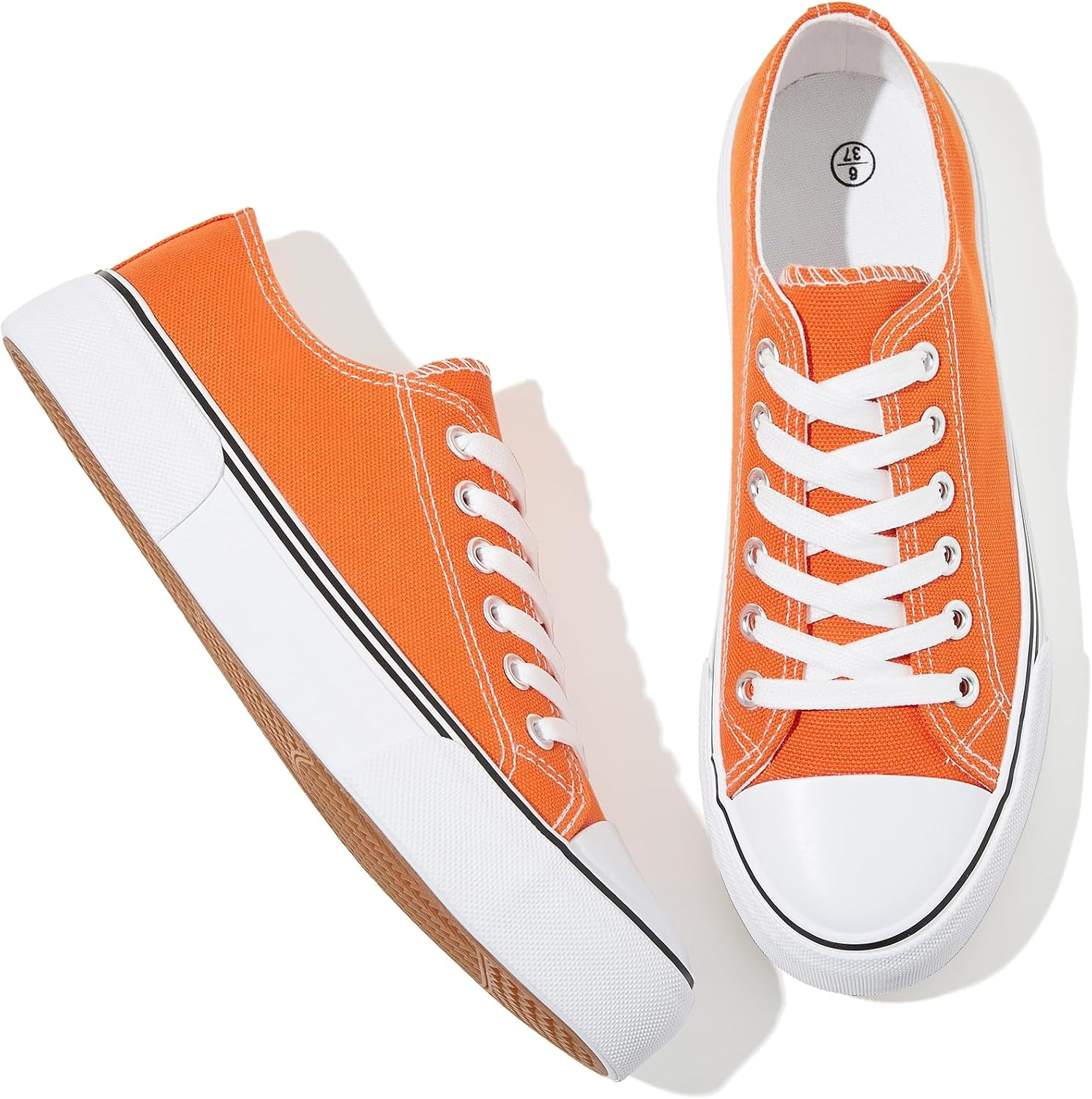 Canvas Tennis Shoes for Women Low Top Casual White Black Sneakers for Women Lace Up Fashion Comfortable Walking Shoes | Amazon (US)