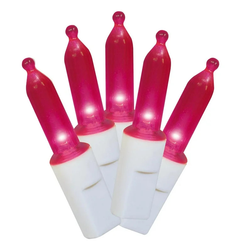 Indoor/Outdoor 50-Count LED Mini Christmas String Lights, Pink, 9.5', by Holiday Time | Walmart (US)