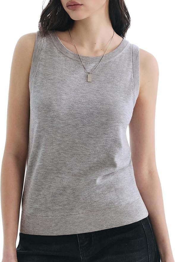 Women's Sleeveless Casual Summer Sweaters Crew Neck Lightweight Tank Top 2026 Tops for Women | Amazon (US)