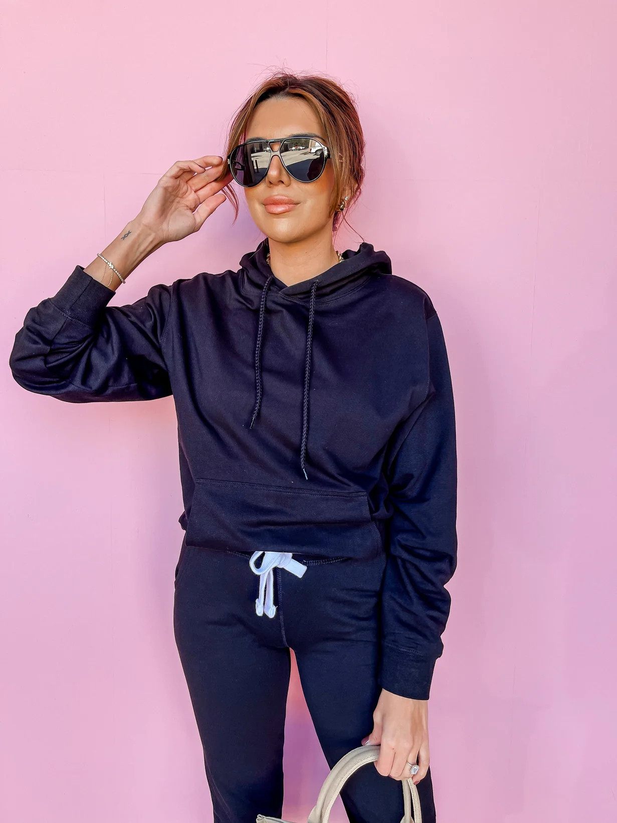 Relaxing Weekend French Terry Hoodie-Black | Ruthie Grace