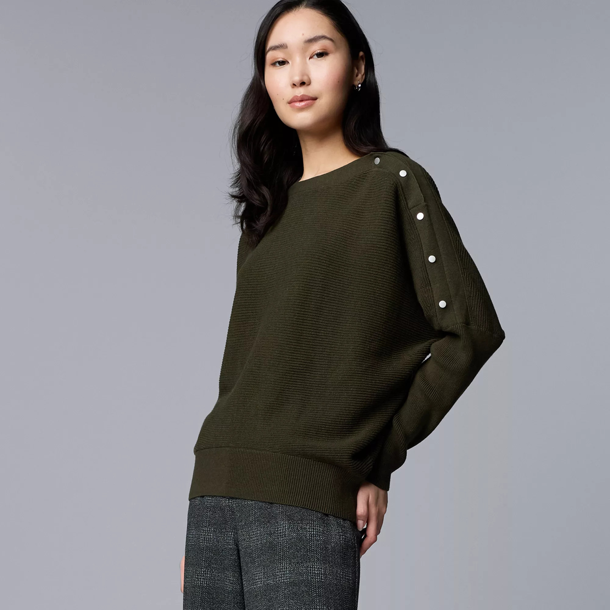 Women's Simply Vera Vera Wang Dolman Snap Sweater | Kohl's