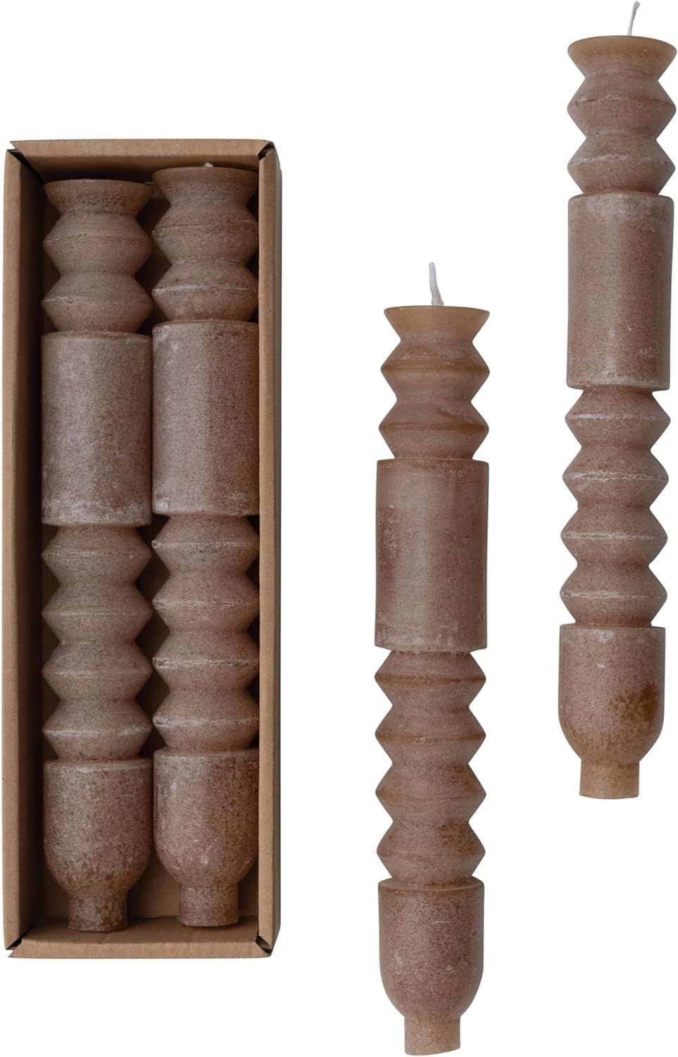 Creative Co-Op Unscented Totem Taper Candles in Box, Set of 2, Cappuccino | Amazon (US)