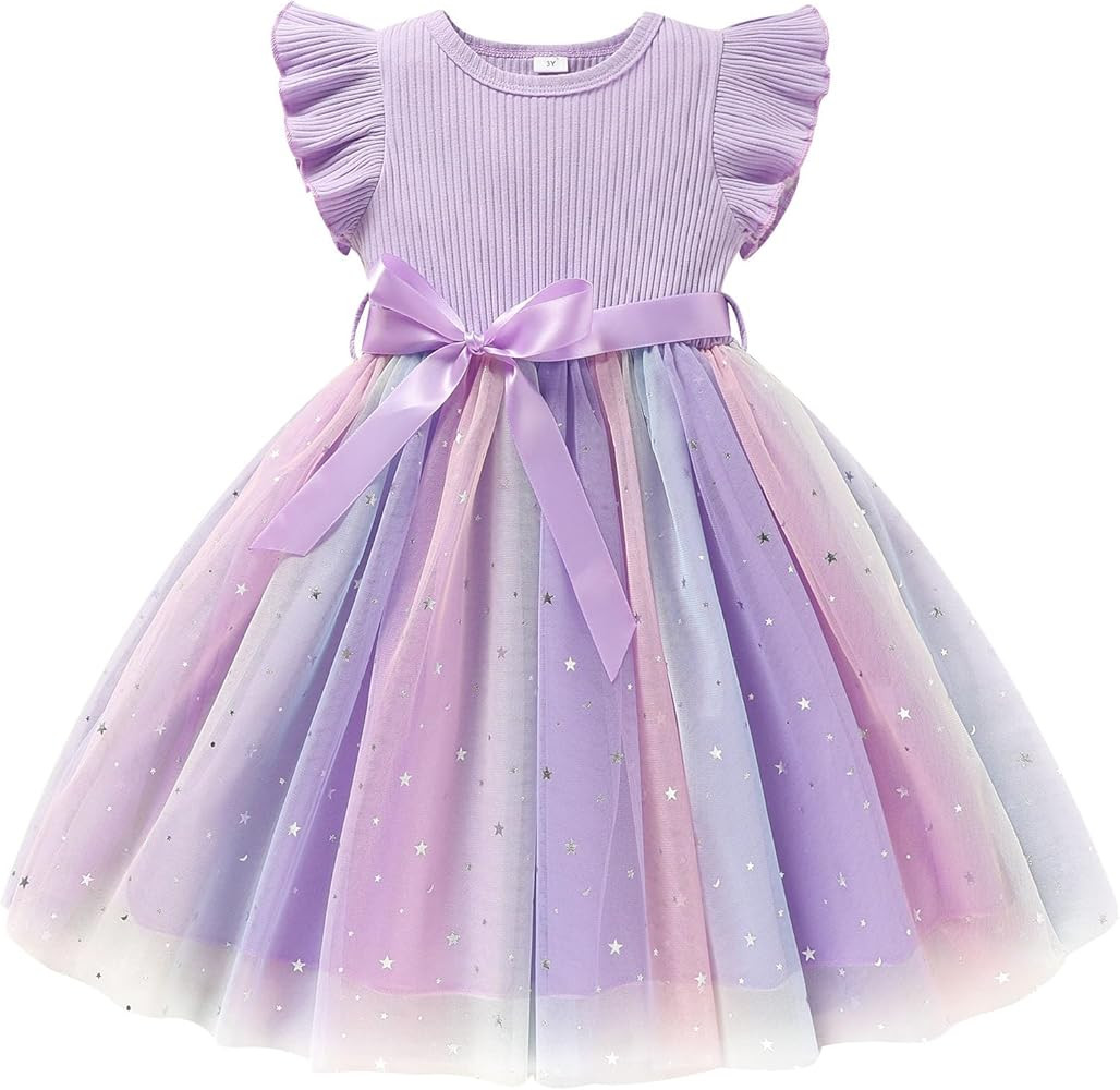 Sinhoon Toddler Girl Tulle Dress Summer Ruffle Sleeveless Baby Girl Fashion Casual Dresses 1-6Y | Amazon (US)