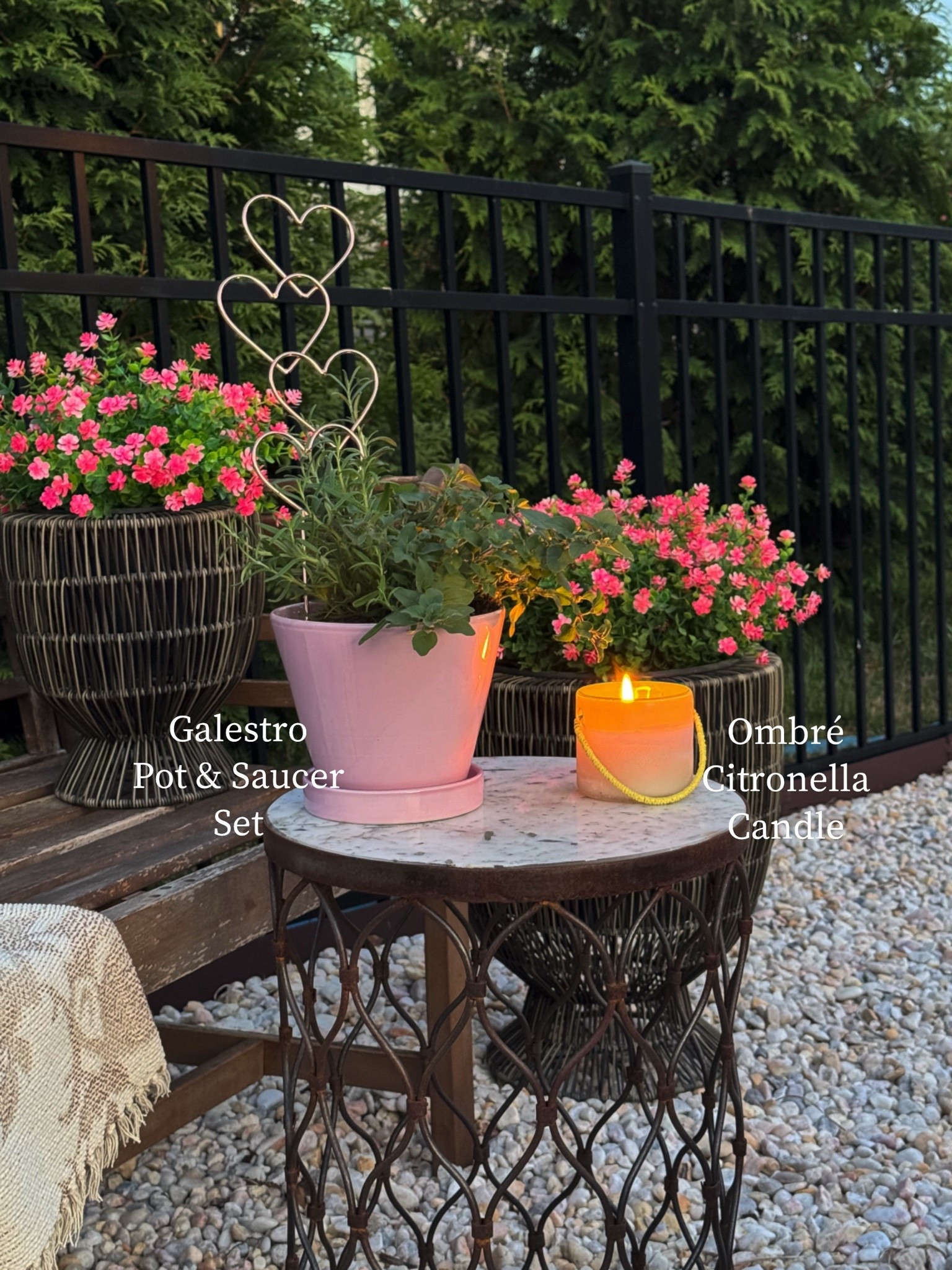 My herbs are doing well in my Galestro pot. The pink color is so pretty. It also comes in mint and white. And the ombré citronella candle helps to keep the critters at bay😆

#LTKSeasonal #LTKHome #LTKstorytime