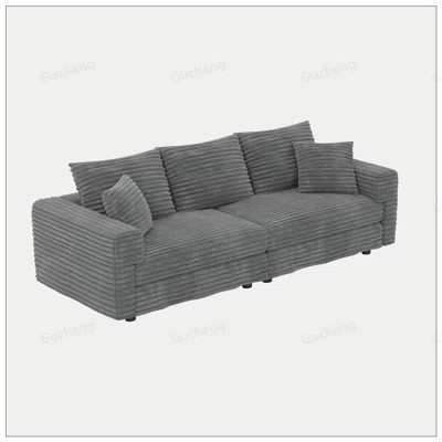 82.7 Inch Plush Corduroy 3-Seat Sofa, Modern Comfy Upholstered Cloud Couch with Deep Seating and Soft Pillows for Living Room, Bedroom, Apartment, and | Wayfair North America