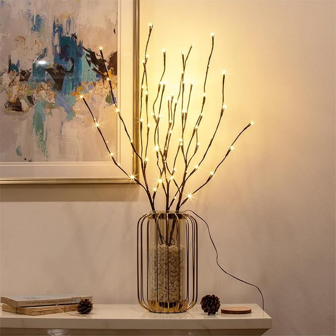 EAMBRITE 3PK Brown Lighted Twig Branches Pathway Light with 30" 60 LED Warm White Bulbs for Outdo... | Amazon (US)