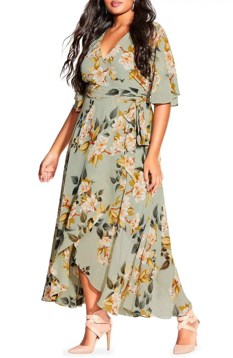 Magnolia Floral Print Tie Waist Maxi Dress | Nordstrom