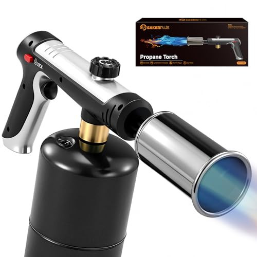 Sakerplus Propane Torch,3272°F Flame Thrower Gun with Adjustable Flame & Safety Lock, Powerful Grill & Cooking Blow Torch for Searing Steak, Sous Vide, BBQ And DIY (Tank Not Included) | Amazon (US)