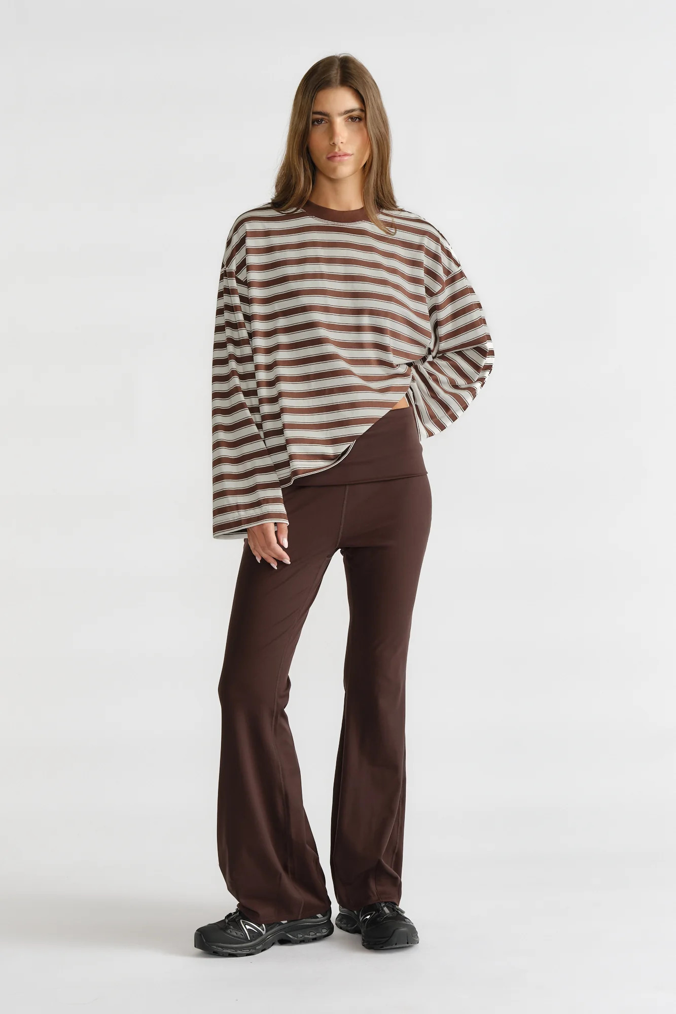 D-Luxe Long Sleeve Stripe Tee - Walnut | DECJUBA