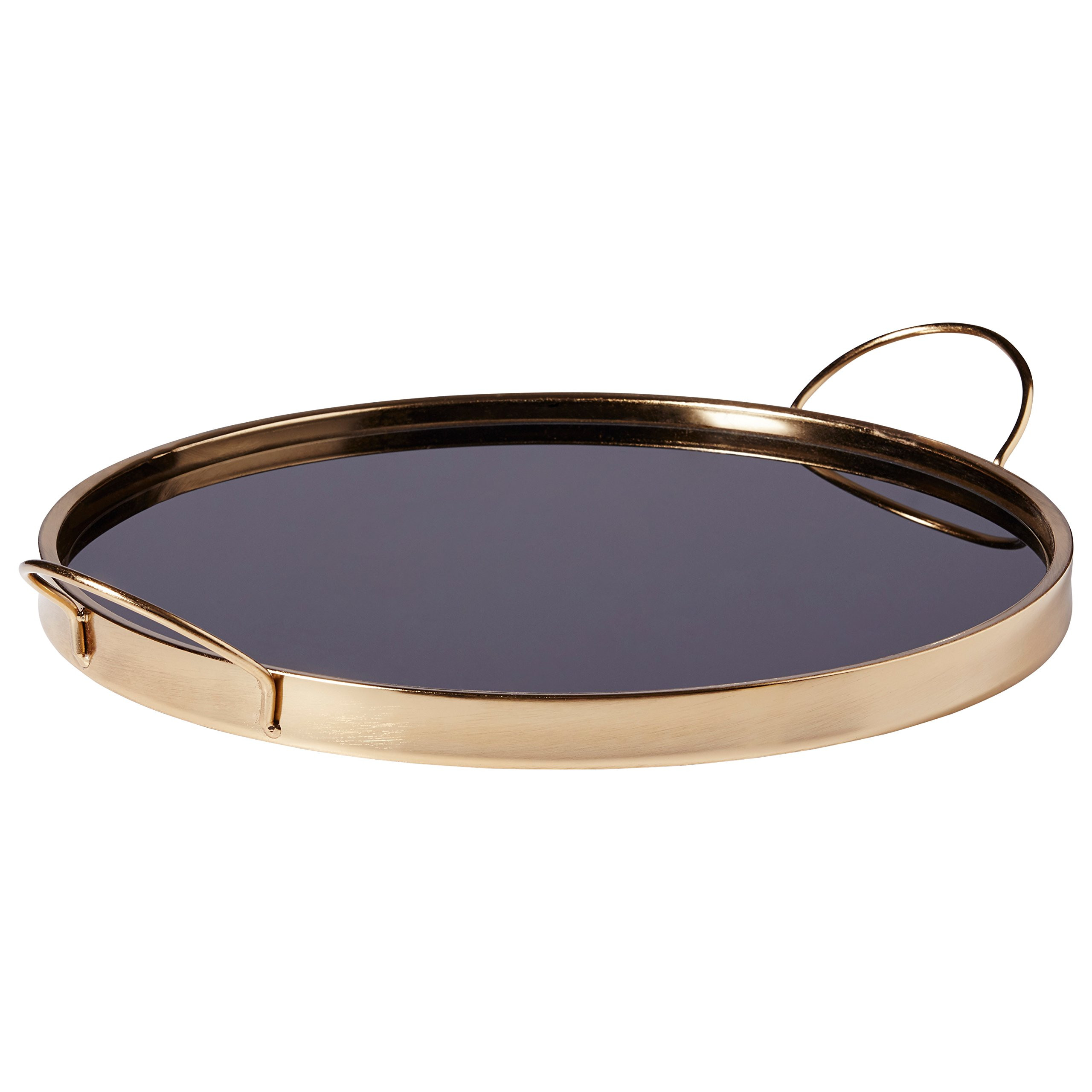 Amazon Brand – Rivet Contemporary Decorative Round Metal Serving Tray with Handles, 17.5-Inch, ... | Amazon (US)