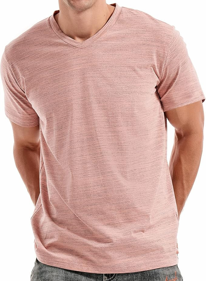 KLIEGOU Men's V Neck T Shirts - Casual Stylish Fitted Stretch Tees for Men | Amazon (US)