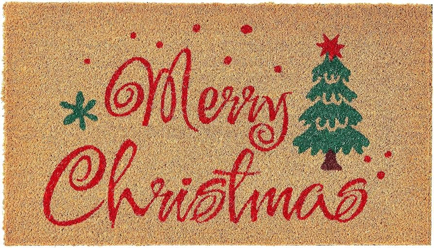 KANKUN Merry Christmas Coco Coir Door Mat with Xmas Tree, Heavy Duty Backing, Welcome Doormat (17... | Amazon (US)