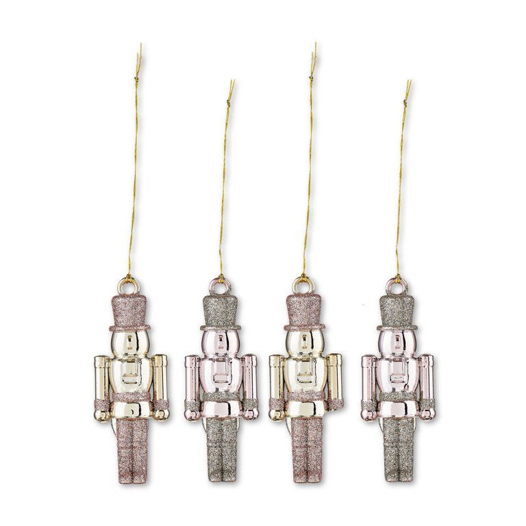 Mini Pink & Gold Glittered Nutcracker Christmas Ornaments, 4 Count, by Holiday Time | Walmart (US)