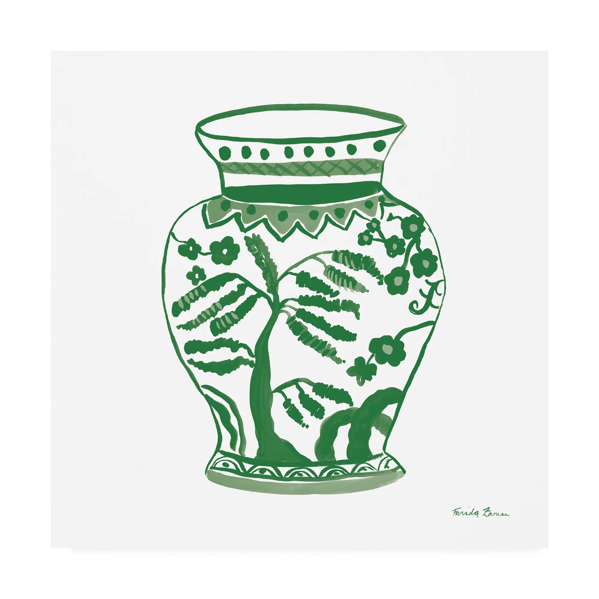 Trademark Fine Art 'Chinoiserie IV Green' Canvas Art by Farida Zaman | Walmart (US)